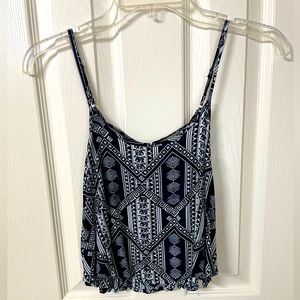 Navy & White Crop Top
